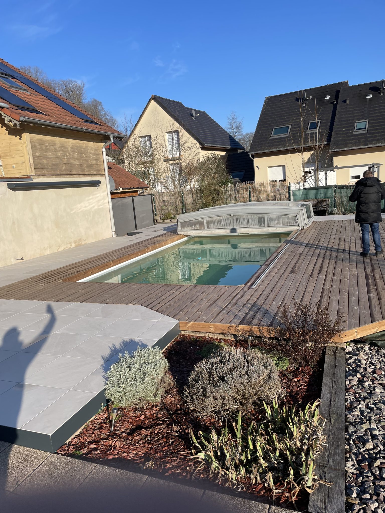 Plage de piscine bois et grès cérame Alsace L Atelier Bosquet